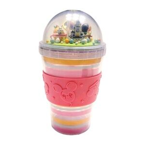 Disney Pink Striped Travel Cup with Dome Lid and Miniature Scene